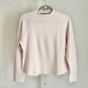 Madewell Mock neck waffle knit long sleeve crop top, Ecru, Large